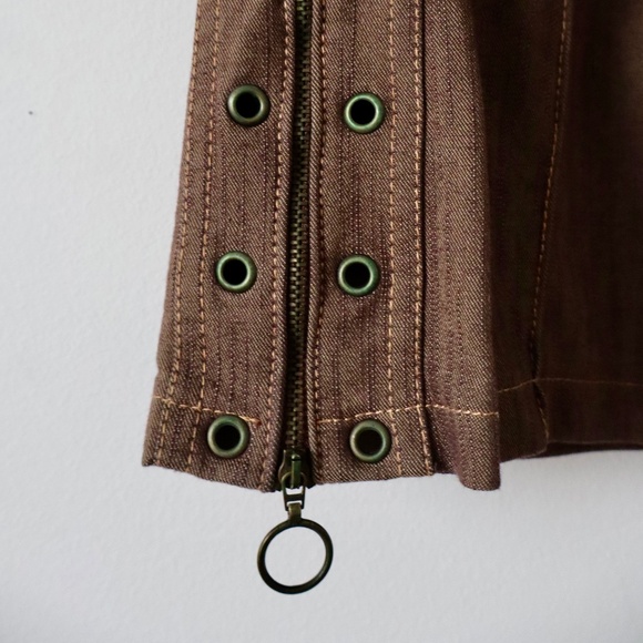 Casual Grommet Zipper Brown Structured Pants - Picture 5 of 9